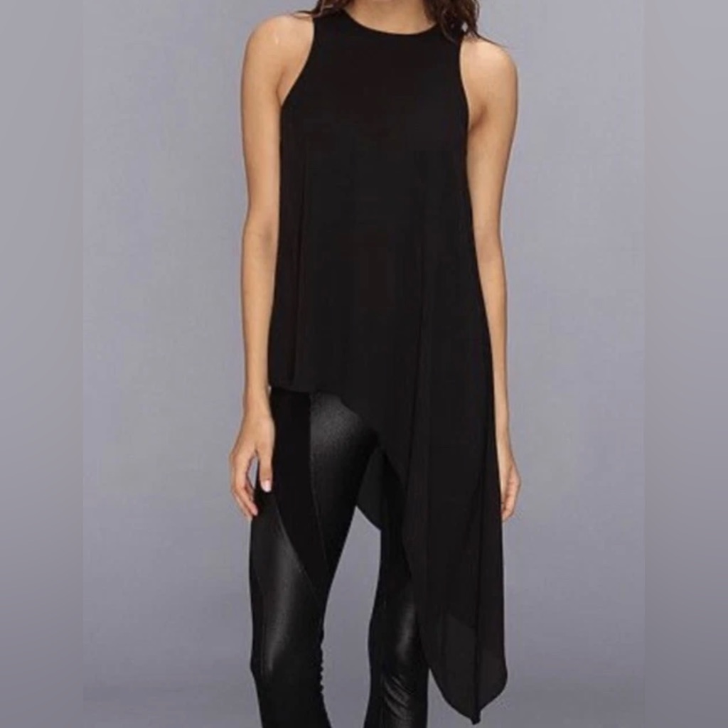 Bcbgmaxazria Black Kenda Asymmetrical Tunic Top Xxs